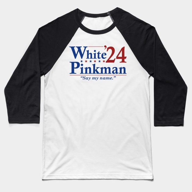 Walter White and Pinkman 2024 Election - Funny Election Baseball T-Shirt by LMW Art